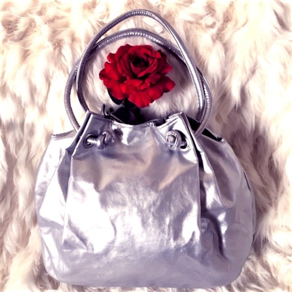 Tote Stylish Silver Soft Packable 15.5"Wx13"Hx6"D